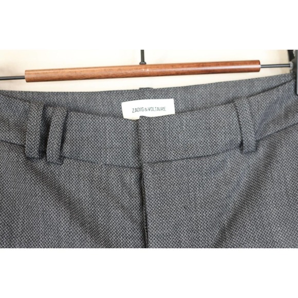 ZADIG&VOLTAIRE POSH STRIPE FRANGE CROPPED TROUSER BLACK EU 36 RAW HEM - Picture 5 of 14